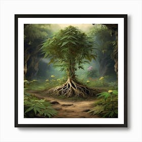 Default Cannabis Field With Big Flowers And Big Root Undergrou 1 Art Print