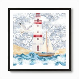 Lighthouse Sea Shore Art Print