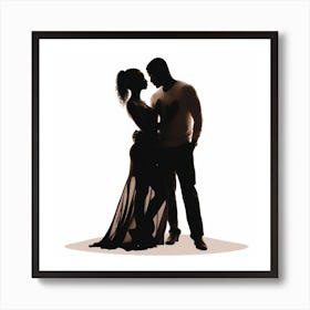 Silhouette Of A Couple Art Print