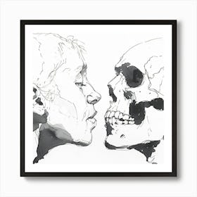 Kissing Skulls Art Print