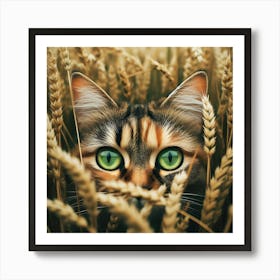 Cat In Wheat Field 2 Art Print