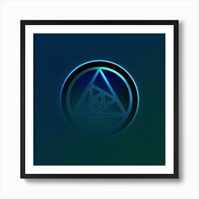 Geometric Neon Glyph on Jewel Tone Triangle Pattern 021 Art Print