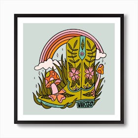 Virgo Cowboy Boot Art Print