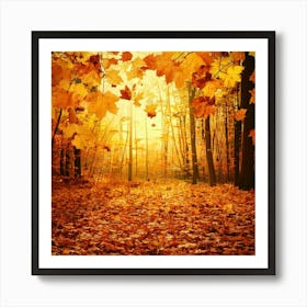 Firefly Autumn Leaves Forest Background 82153 Art Print