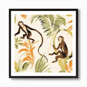 Monkeys In The Jungle 2 Art Print