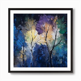 Trees In The Night Art Print