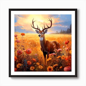 Deer In The Field 1 Art Print