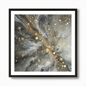 Gold And Silver Nebula Art Print