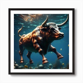 Bull In The Sea Art Print