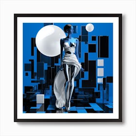 Blue Woman In A Dress Art Print