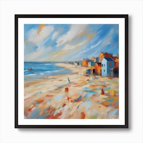 Houses On The Beach Painting Art Print
