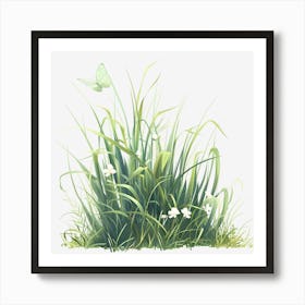 Watercolor-Spring-Grass-Clipart.11 Art Print