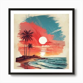 Sunset At The Beach Art Print