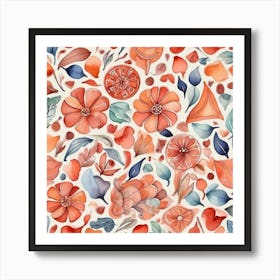 Watercolor Floral Pattern art print Art Print