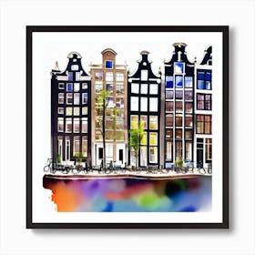 Amsterdam Houses Watercolor Art Print 3 Art Print