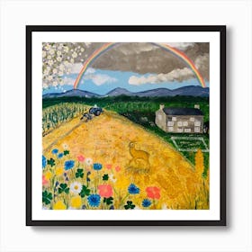 Rainbow In The Field Art Print