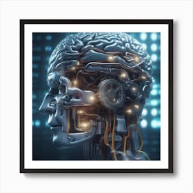 Human Brain With Artificial Intelligence 35 Art Print