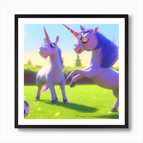 Unicorns match of Football Art Print