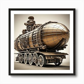 Steampunk Road Vehicle Cubism Style Art Print