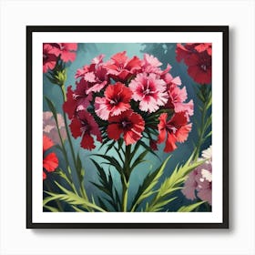 Sweet William Floral Botanical Vintage Poster Flower Art Print 1 Art Print