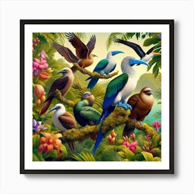 Birds In The Jungle Art Print