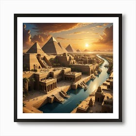 Egyptian Pyramids At Sunset 1 Art Print