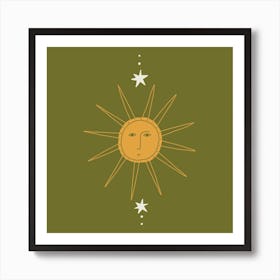 Boho Sacred Sun Face Art Print