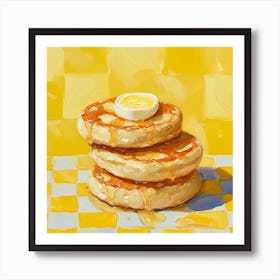 Muffin Stack Yellow Checkerboard 1 Art Print