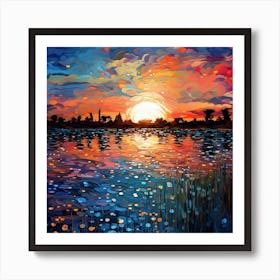 Sunset Over Water 1 Art Print