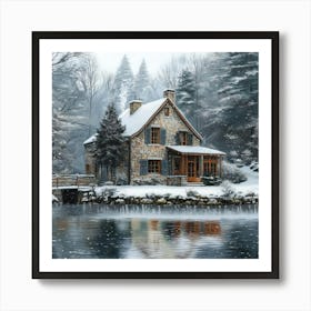 Cottage by the water Art Print