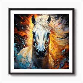 Horse In Flames Art Print