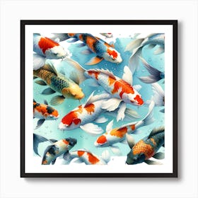 Koi Fish Seamless Pattern Art Print