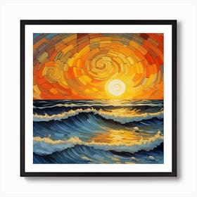 Sunset On The Ocean 1 Art Print