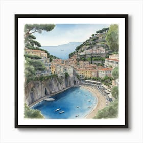 Sorrento Italy Blue Drawing Art Print 0 Art Print