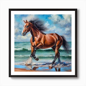 Horse On The Beach 2 Art Print