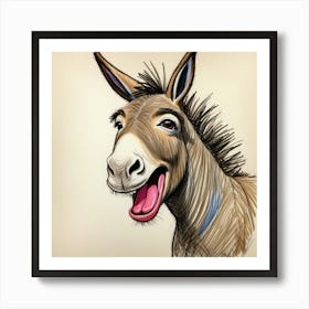 Donkey Drawing 2 Art Print