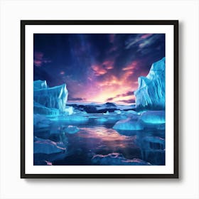 Icebergs In The Water Art Print