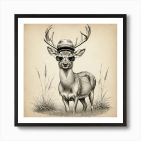 Deer In Sunglasses Art Print