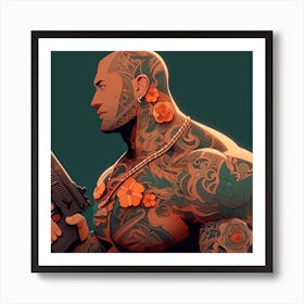 Tattooed Man 11 Art Print