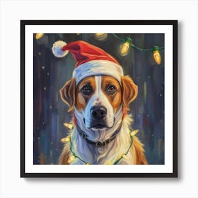 Santa Dog Art Print