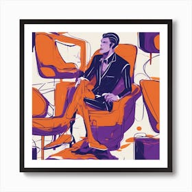 Drew Illustration Of Scream Man On Chair In Bright Colors, Vector Ilustracije, In The Style Of Dark (2) Art Print