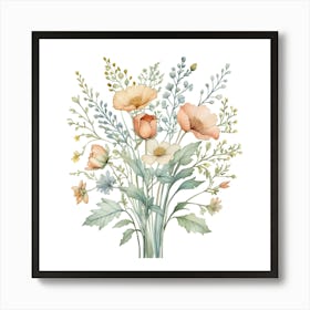 Watercolor Flowers In A Vase 7 Art Print