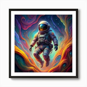 Astronaut Floating In A Colorful Nebula Art Print