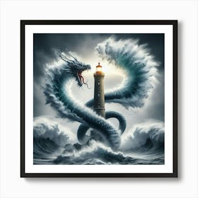 Dragon Lighthouse Canvas Art Art Print