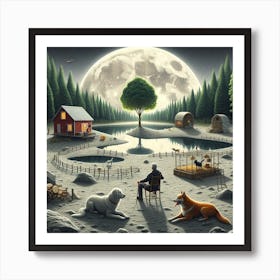 A man and his dogs on Mars Art Print