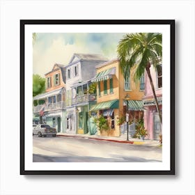 Key West Watercolor Painting Art Print