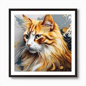 Orange Cat Painting Art Print