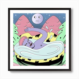 Swimming In The Nature Square Art Print