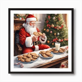 Santa Cookies Art Print