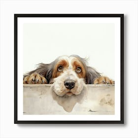 Dog Looking Over A Fence 2 Art Print